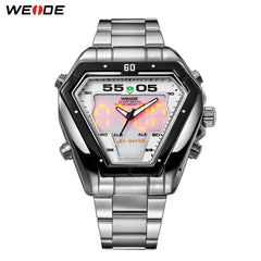 WEIDE Mens Fashion Luxury Quartz Stainless Steel Strap Analog Digital Date Calendar Waterproof Military Watch Relogios Masculino