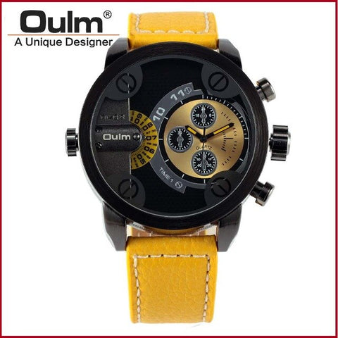 OULM Brand New Multi Time Zone Watch Brand Sports Men Wristwatch Brand Watch Fashion Double time watch Sports watch
