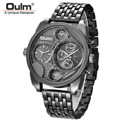 OULM Watch Men Brown Luxury Quartz Steel Mens Watches Top Brand Luxury Chronograph Clock Man Men's Watch Luxury Wristwatches