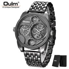 OULM Watch Men Brown Luxury Quartz Steel Mens Watches Top Brand Luxury Chronograph Clock Man Men's Watch Luxury Wristwatches