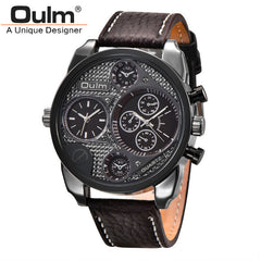 OULM Watch Men Brown Luxury Quartz Steel Mens Watches Top Brand Luxury Chronograph Clock Man Men's Watch Luxury Wristwatches
