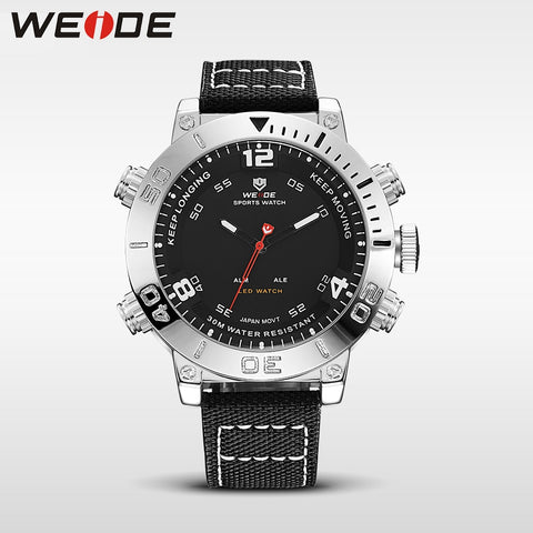 WEIDE watch luxury brand quartz watch sport digital nylong dress watch fashion casual water resistant black alarm clock relogio
