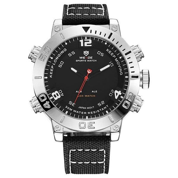 WEIDE watch luxury brand quartz watch sport digital nylong dress watch fashion casual water resistant black alarm clock relogio