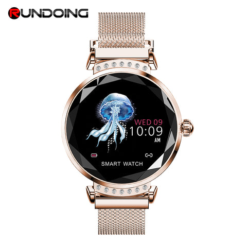 Rundoing H2 Smart watch Waterproof Women ladies fashion Smartwatch Heart rate monitor Fitness Tracker For android and IOS