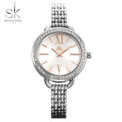 Shengke Luxury Bracelet Watch Gift Women Fashion Creative Quartz Ladies Clock Stainless Steel Waterproof Wristwatch Montre Femme