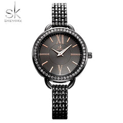 Shengke Luxury Bracelet Watch Gift Women Fashion Creative Quartz Ladies Clock Stainless Steel Waterproof Wristwatch Montre Femme