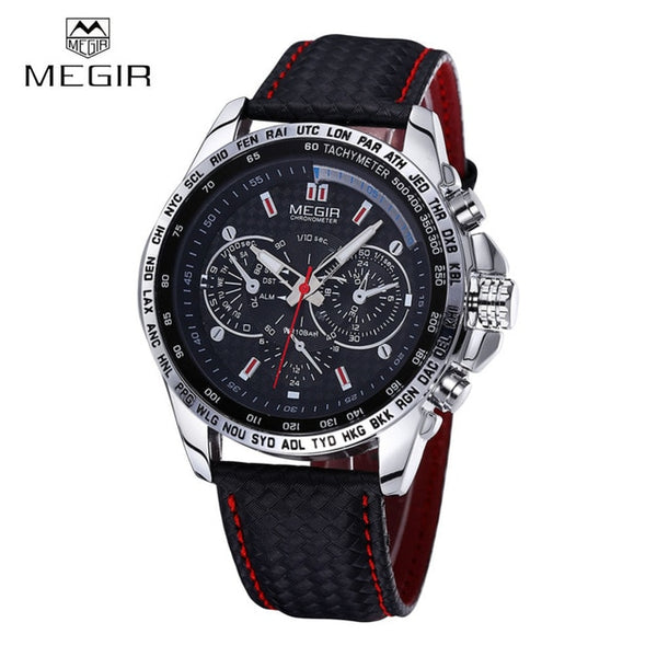 MEGIR Hot Famous Brand Men Watches Top Brand Luxury Business Quartz-watch Clock Leather Strap Male Wristwatch reloj hombre 2019