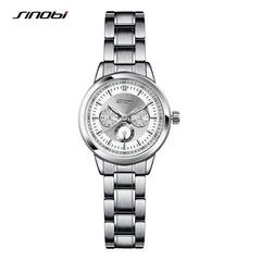 SINOBI Women Watch Elegant Brand Famous Luxury Silver Quartz Watches Ladies Steel Antique Geneva Wristwatches Relogio 2019 Gift