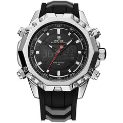 WEIDE Mens Sport Watches Men Military Waterproof Watch Analog Digital Led Black Rubber Strap Watch For Men Relogio Masculino