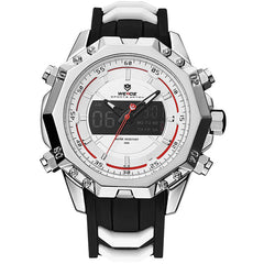WEIDE Mens Sport Watches Men Military Waterproof Watch Analog Digital Led Black Rubber Strap Watch For Men Relogio Masculino