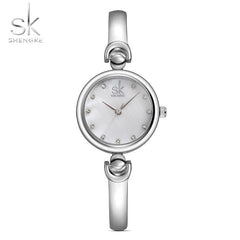 Rhinestone SK Top Luxury Brand Steel Quartz Watch Fashion Women Clock Female Lady Dress Wristwatch Gift Silver Gold Motre Femme