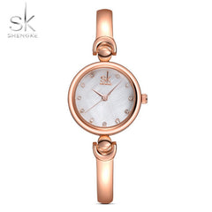 Rhinestone SK Top Luxury Brand Steel Quartz Watch Fashion Women Clock Female Lady Dress Wristwatch Gift Silver Gold Motre Femme