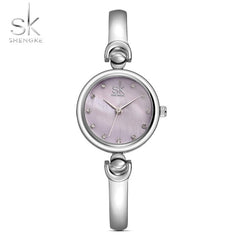 Rhinestone SK Top Luxury Brand Steel Quartz Watch Fashion Women Clock Female Lady Dress Wristwatch Gift Silver Gold Motre Femme