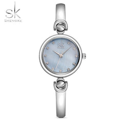 Rhinestone SK Top Luxury Brand Steel Quartz Watch Fashion Women Clock Female Lady Dress Wristwatch Gift Silver Gold Motre Femme