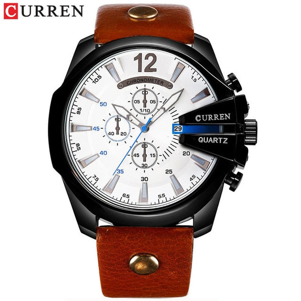 Men Luxury Brand CURREN New Fashion Casual Sports Watches Modern Design Quartz Wrist Watch Genuine Leather Strap Male Clock