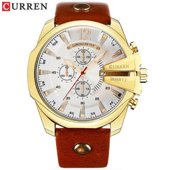 Men Luxury Brand CURREN New Fashion Casual Sports Watches Modern Design Quartz Wrist Watch Genuine Leather Strap Male Clock