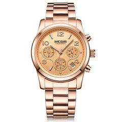 MEGIR Luxury Brand Ladies Watch Women Rose Gold Steel Chronograph Quartz Sport Wrist watches Clock Women relogios femininos
