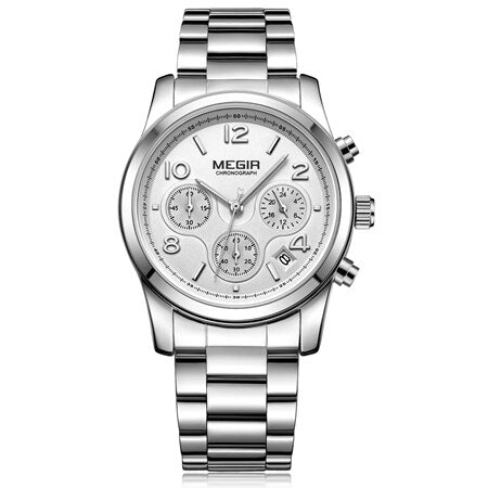 MEGIR Luxury Brand Ladies Watch Women Rose Gold Steel Chronograph Quartz Sport Wrist watches Clock Women relogios femininos