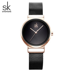 SHENGKE New Fashion Brand Women Wrist Watches Super Slim Blue Mesh Stainless Steel  Watches Women Clock Ladies Quartz Wristwatch