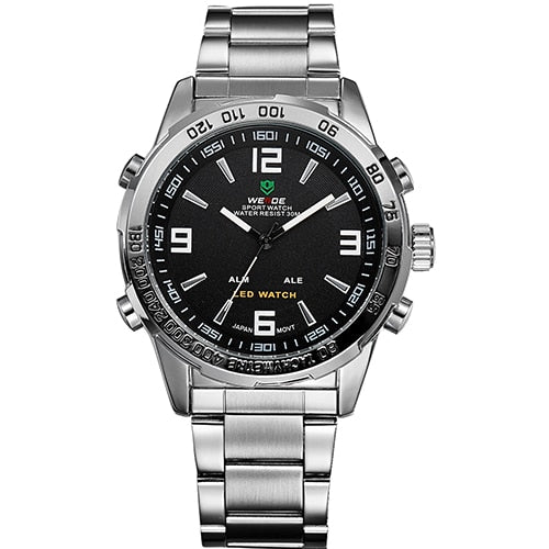 WEIDE Men's Watches LED Digital Quartz Hour Business Black Dial Wristwatch Waterproof Clock Military Army Relogio Masculino 2019