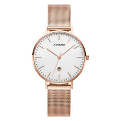 SINOBI Simple Women's Wrist Watches Gold Watchband Calendar Top Luxury Brand Crystal Quartz Clock Ladies Wristwatch reloj mujer