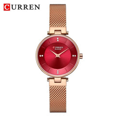 Luxury Brand CURREN Fashion Ladies Watches Rose Gold Mesh Belt Quartz Women Watch Minimalism Rhinestone Female Waterproof Clock