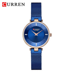 Luxury Brand CURREN Fashion Ladies Watches Rose Gold Mesh Belt Quartz Women Watch Minimalism Rhinestone Female Waterproof Clock