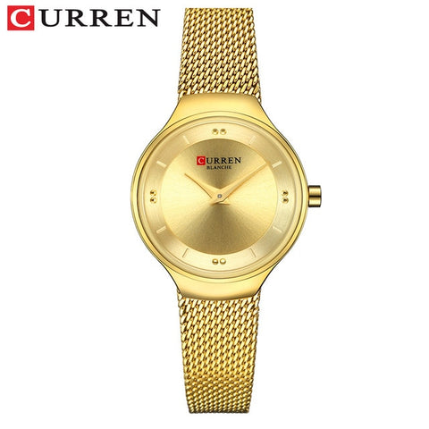 Elegant Women Watches CURREN Fashion Quartz Stainless Steel Mesh Watch Female Simple Wristwatch for Ladies Clock reloj mujer
