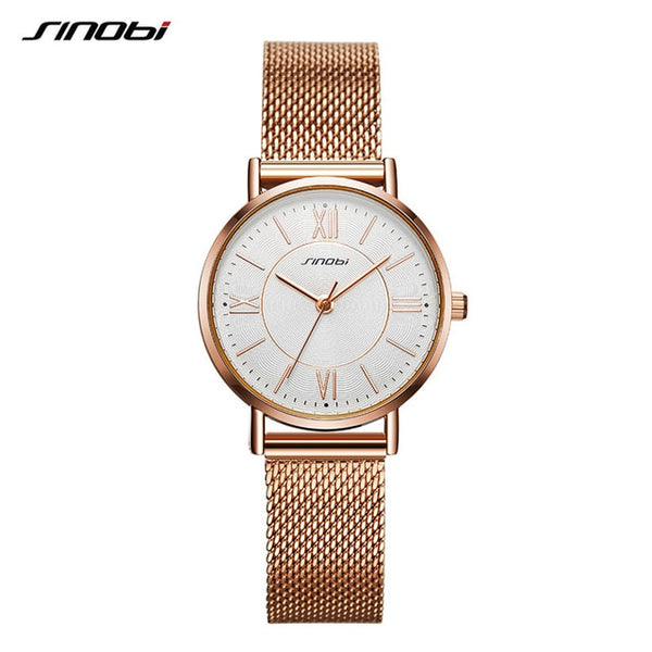 SINOBI New Arrival Classic Women Watches Black/Golden Luxury Simple Stainless Steel Bracelet Watch Ladies Wristwatch Reloj Mujer