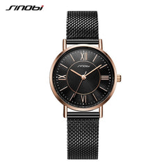 SINOBI New Arrival Classic Women Watches Black/Golden Luxury Simple Stainless Steel Bracelet Watch Ladies Wristwatch Reloj Mujer