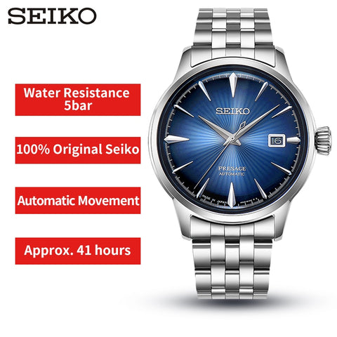 100% Original Seiko Business Men's Watch Automatic Movement Wristwatches Stainless Steel 5Bar Water Resistance Global Warranty