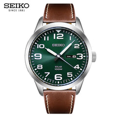 English Calendar Original SEIKO 5 Quartz Watch Solar Power Luminous Sports Men's Watch Casual 10 Bar Water Resistant Warranty