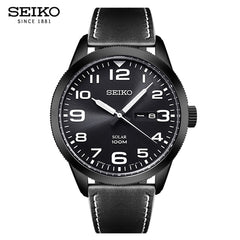 English Calendar Original SEIKO 5 Quartz Watch Solar Power Luminous Sports Men's Watch Casual 10 Bar Water Resistant Warranty