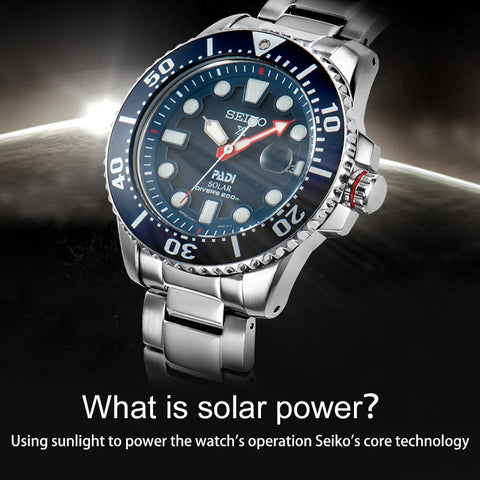 100% Original SEIKO Men's Watch Solar Energy Movement Quartz Wristwatches Sports Diving Watch 200m Water Resistant Padi  Luminou