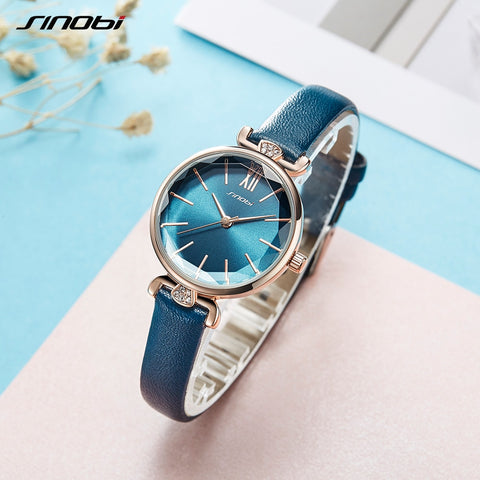 SINOBI Fashion Elegant Watch Women Watches Diamond Thin Quartz Watch Ladies Rose Golden Wristwatch Montre Femme 2019 reloj mujer