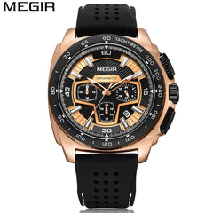 MEGIR Men's Casual Watches Silicone Band Waterproof Military Chronograph Sport Watch Army Quartz Wristwatches Relogio Masculino