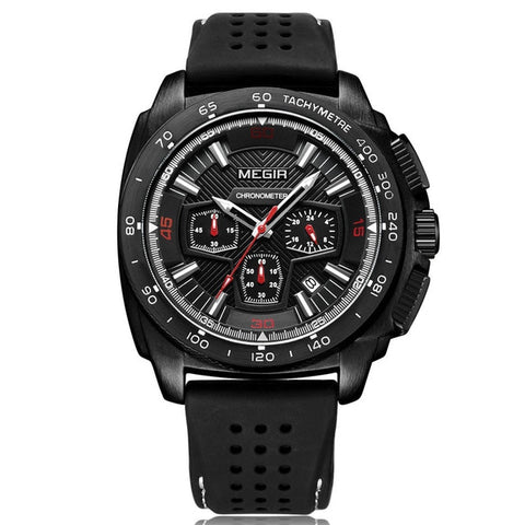 MEGIR Men's Casual Watches Silicone Band Waterproof Military Chronograph Sport Watch Army Quartz Wristwatches Relogio Masculino