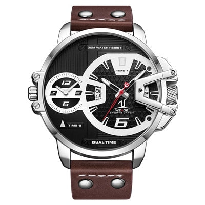 WEIDE Man Luxury Sports Military PU leather Strap Band Quartz Movement Analog Clock Hours Wrist Watches Relogio Masculino