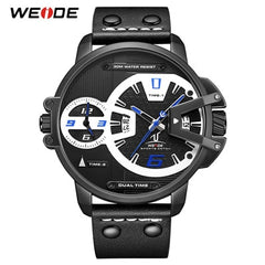 WEIDE Man Luxury Sports Military PU leather Strap Band Quartz Movement Analog Clock Hours Wrist Watches Relogio Masculino