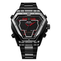WEIDE Mens Fashion Luxury Quartz Stainless Steel Strap Analog Digital Date Calendar Waterproof Military Watch Relogios Masculino