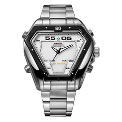 WEIDE Mens Fashion Luxury Quartz Stainless Steel Strap Analog Digital Date Calendar Waterproof Military Watch Relogios Masculino