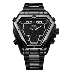 WEIDE Mens Fashion Luxury Quartz Stainless Steel Strap Analog Digital Date Calendar Waterproof Military Watch Relogios Masculino