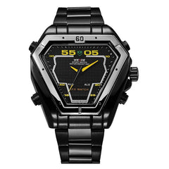 WEIDE Mens Fashion Luxury Quartz Stainless Steel Strap Analog Digital Date Calendar Waterproof Military Watch Relogios Masculino