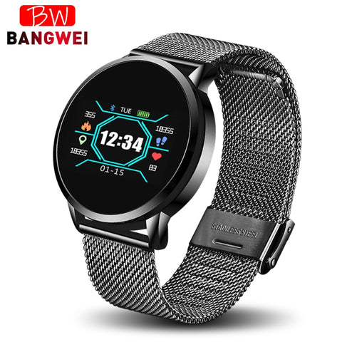 2019 New Smart health watch Men Heart rate monitor Blood pressure wristband Pedometer fitness watch Sports mode watch+box