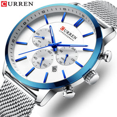 CURREN Watch Men Luxury Brand Sliver Stainless Steel Band Men's Watches Waterproof Male Quartz Clock Relogio Masculino 2019 Hot