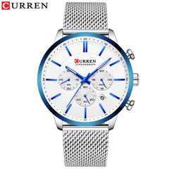 CURREN Watch Men Luxury Brand Sliver Stainless Steel Band Men's Watches Waterproof Male Quartz Clock Relogio Masculino 2019 Hot